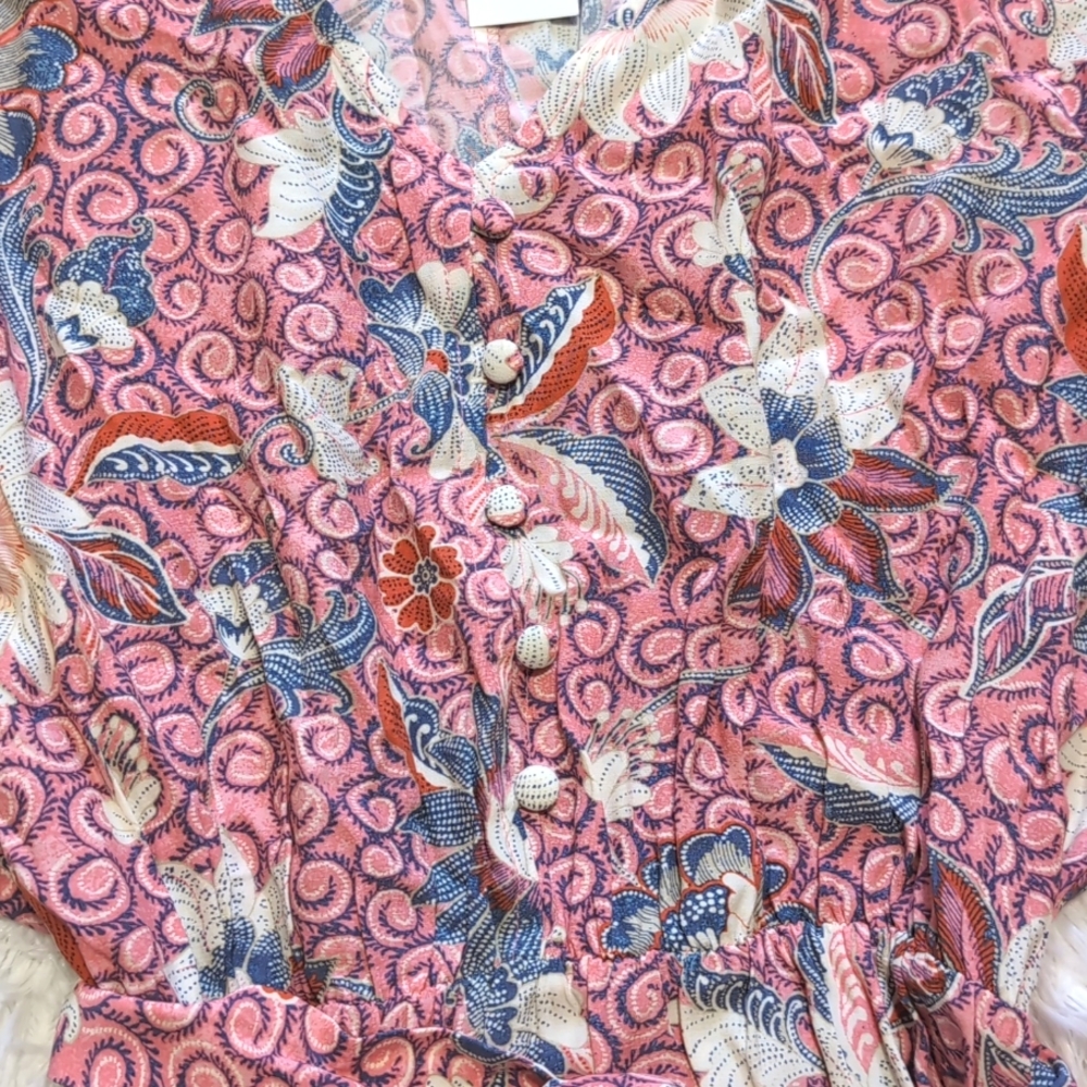 NWT Loft Pink Floral Cinched Waist Dahlia Dolman Sleeve Pocket Dress Size XS - Picture 5 of 14